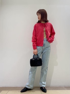 「Wrangler（ラングラー）の【別注】＜Wrangler＞∴バックスリット カラーデニムパンツ（デニムパンツ、ブルー系）」を使った、Yuri Katouさん（レディース・162cm）の冬コーディネート