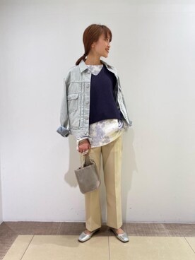 「BEAUTY&YOUTH UNITED ARROWS（ビューティーアンドユースユナイテッドアローズ）のBY∴ TRADITIONAL エコデニムジャケット（デニムジャケット、ブルー系）」を使った、Yuri Katouさん（レディース・162cm）の冬コーディネート