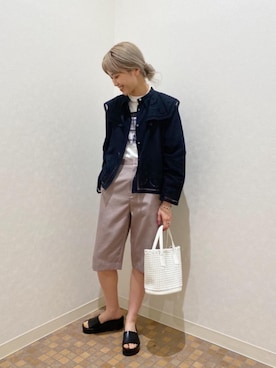 「UNITED ARROWS（ユナイテッドアローズ）のUBC 10MM 淡水パール ネックレス（ネックレス、ホワイト系）」を使った、Yuri Katouさん（レディース・162cm）の春コーディネート