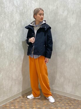 「BEAUTY&YOUTH UNITED ARROWS（ビューティーアンドユースユナイテッドアローズ）のBY ダブルクロスタックワイドテーパードパンツ -ウォッシャブル- ∴（その他パンツ、オレンジ系）」を使った、Yuri Katouさん（レディース・162cm）の秋コーディネート