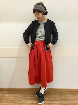 「スカーチョ」｜「アイテム（ブルゾン）」を使った、★その子。さん（レディース・166cm）の冬コーディネート