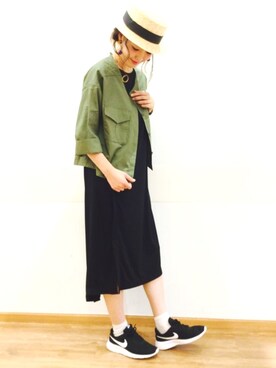 「カンカン帽」｜「アイテム（ブルゾン）」を使った、★その子。さん（レディース・166cm）の春コーディネート