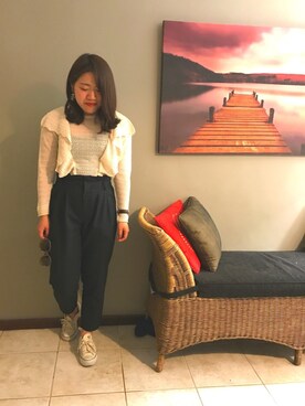 「present（プレゼント）のアイテム（イヤリング）」を使った、AKIさん（レディース・153cm）の春コーディネート