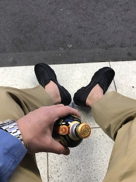 「nanamica（ナナミカ）のアイテム（ステンカラーコート）」を使った、たていしさん（メンズ・178cm）の春コーディネート