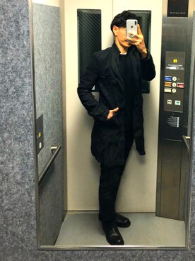 「wjk（ダヴルジェイケイ）のアイテム（ブーツ）」を使った、Elevator Boyさん（メンズ・175cm）の冬コーディネート