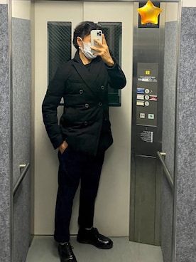 「PRADA（プラダ）のアイテム（モカシン/デッキシューズ）」を使った、Elevator Boyさん（メンズ・175cm）の冬コーディネート