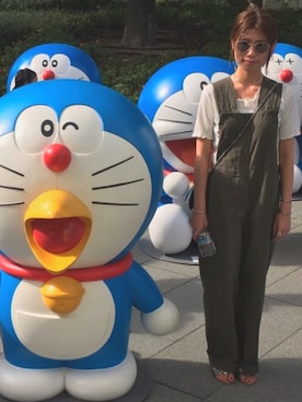 「UNUSED」｜「アイテム（オールインワン・サロペット）」を使った、minさん（レディース・158cm）の夏コーディネート