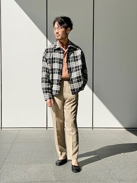 「EDIFICEスタッフ」｜「アイテム（ブルゾン）」を使った、MORIYAさん（メンズ・173cm）の春コーディネート