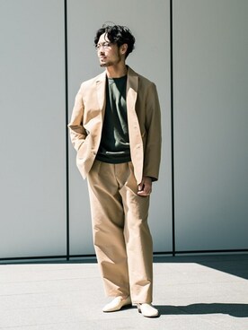 「EDIFICE LA BOUCLE（エディフィスラブークル）のアイテム（ジャケット/アウター）」を使った、MORIYAさん（メンズ・173cm）の春コーディネート