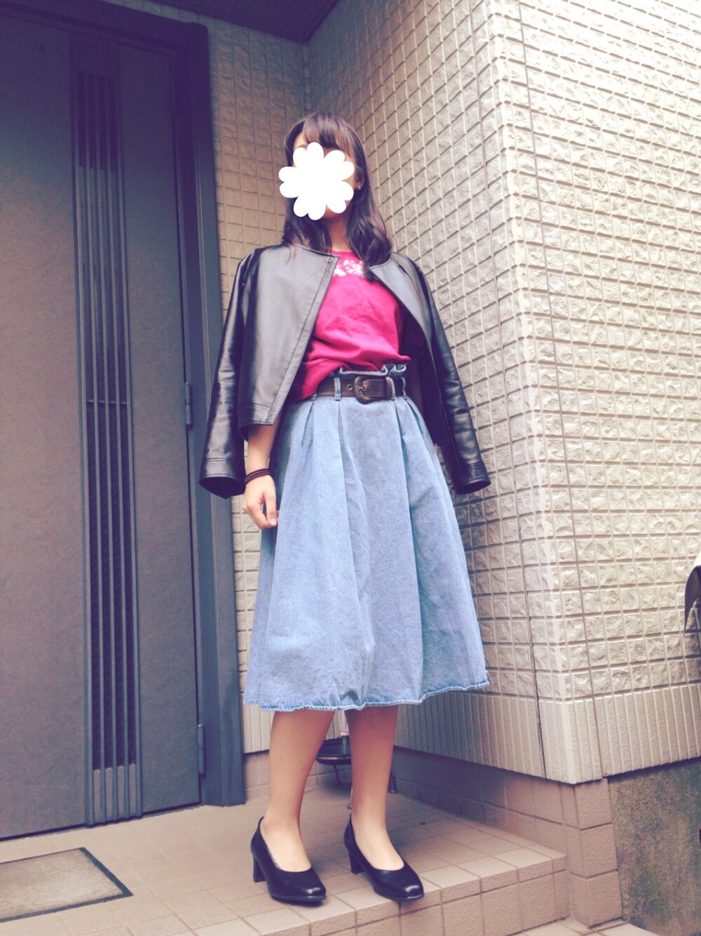 「ハニーズ、GU、プチプラ、プチプラコーデ、春コーデ」｜「Honeysのアイテム（ニット/セーター、レッド系）」を使った、nanaさん（レディース・167cm）の春コーディネートの1枚目の写真