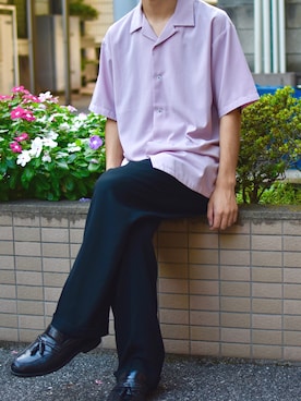 「INHERIT（インヘリット）のアイテム（スラックス）」を使った、スズハヤさん（メンズ・170cm）の秋コーディネート