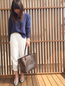 「とろみシャツ」｜「アイテム（アクセサリー）」を使った、etsukoさん（レディース・159cm）の春コーディネート