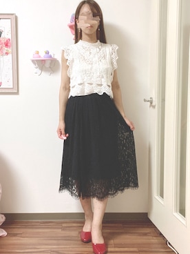「赤い靴」｜yukaさん（レディース・155cm）の夏コーディネート