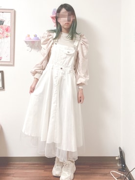 「フレンチガーリー」｜「アイテム（オールインワン・サロペット）」を使った、yukaさん（レディース・155cm）の春コーディネート