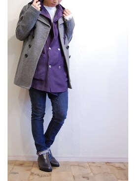 「お出掛けコーデ」｜「アイテム（ピーコート）」を使った、chaosbohemiaさん（レディース・156cm）の冬コーディネート