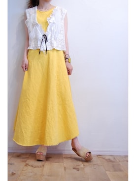 「リネンワンピース」｜chaosbohemiaさん（レディース・156cm）の夏コーディネート