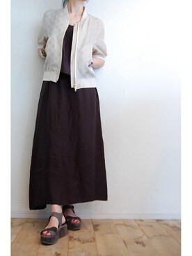 「キュプラ」｜「アイテム（ブルゾン）」を使った、chaosbohemiaさん（レディース・165cm）の夏コーディネート