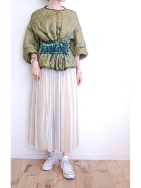 「RehersalL（リハーズオール）のアイテム（ノーカラージャケット）」を使った、chaosbohemiaさん（レディース・165cm）の夏コーディネート