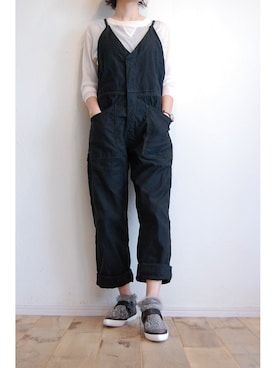 「RehersalL（リハーズオール）のアイテム（オールインワン・サロペット）」を使った、chaosbohemiaさん（レディース・165cm）の秋コーディネート