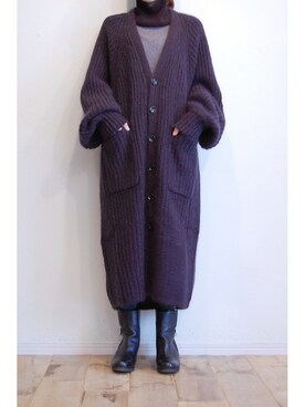 「ロングニット」｜「アイテム（その他アウター）」を使った、chaosbohemiaさん（レディース・156cm）の秋コーディネート
