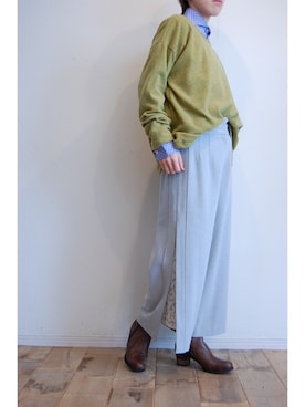 「イエロー」｜「アイテム（ブーツ）」を使った、chaosbohemiaさん（レディース・156cm）の冬コーディネート