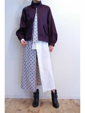 「2018ss」｜「アイテム（ブルゾン）」を使った、chaosbohemiaさん（レディース・156cm）の冬コーディネート