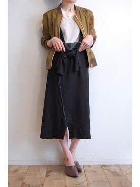 「サロペットスカート」｜「アイテム（ブルゾン）」を使った、chaosbohemiaさん（レディース・156cm）の冬コーディネート