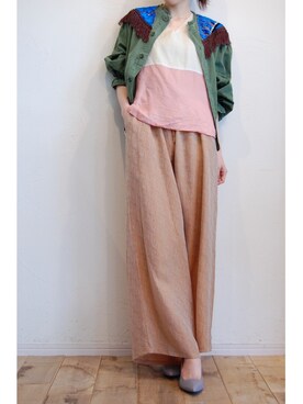 「アイテム（タンクトップ、ピンク系）」を使った、chaosbohemiaさん（レディース・156cm）の春コーディネート