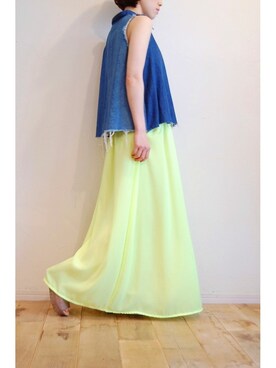 「アイテム（タンクトップ、ブルー系）」を使った、chaosbohemiaさん（レディース・156cm）の春コーディネート