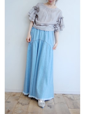 「アイテム（デニムスカート）」を使った、chaosbohemiaさん（レディース・156cm）の夏コーディネート