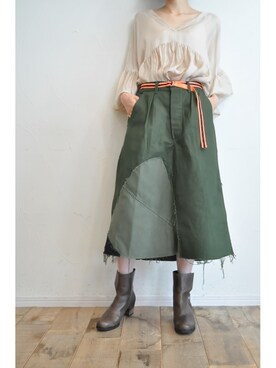 「キュプラ」｜「アイテム（ブーツ）」を使った、chaosbohemiaさん（レディース・156cm）の秋コーディネート
