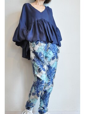 「ギャザーブラウス」｜chaosbohemiaさん（レディース・156cm）の秋コーディネート