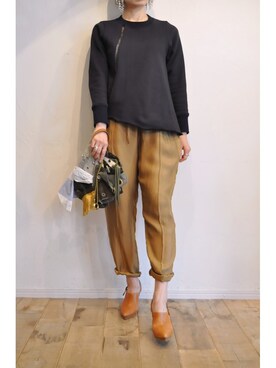「キュプラ」｜「アイテム（スウェット）」を使った、chaosbohemiaさん（レディース・165cm）の冬コーディネート