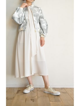 「ボウタイ」｜「アイテム（ブルゾン）」を使った、chaosbohemiaさん（レディース・165cm）の冬コーディネート
