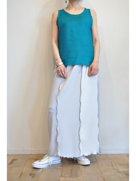 「アイテム（タンクトップ、グリーン系）」を使った、chaosbohemiaさん（レディース・165cm）の夏コーディネート