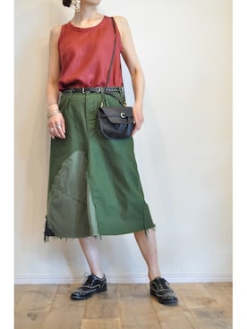 「アイテム（タンクトップ、レッド系）」を使った、chaosbohemiaさん（レディース・165cm）の夏コーディネート