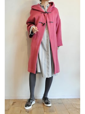 「ピンクコート」｜「アイテム（ダッフルコート）」を使った、chaosbohemiaさん（レディース・165cm）の秋コーディネート