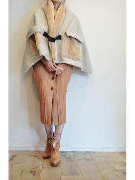 「RehersalL（リハーズオール）のアイテム（ポンチョ）」を使った、chaosbohemiaさん（レディース・165cm）の冬コーディネート