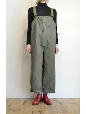 「リブタートルネック」｜「アイテム（サロペット/オーバーオール）」を使った、chaosbohemiaさん（レディース・165cm）の冬コーディネート