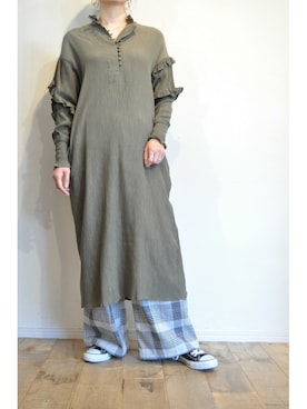 「アイテム（ワンピース/ドレス、グリーン系）」を使った、chaosbohemiaさん（レディース・165cm）の冬コーディネート