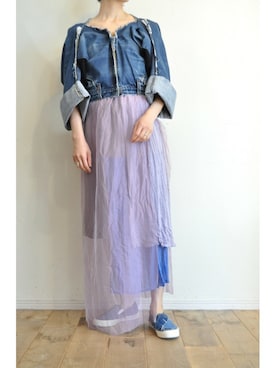 「アイテム（デニムジャケット）」を使った、chaosbohemiaさん（レディース・165cm）の冬コーディネート