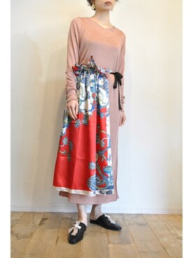 「スリッパ」｜「アイテム（ワンピース/ドレス）」を使った、chaosbohemiaさん（レディース・165cm）の春コーディネート