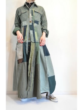 「カスタム」｜「アイテム（その他アウター）」を使った、chaosbohemiaさん（レディース・165cm）の春コーディネート