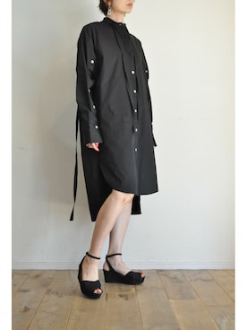 「アイテム（シャツワンピース、ブラック系）」を使った、chaosbohemiaさん（レディース・165cm）の春コーディネート