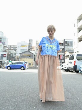 「金髪ショート」｜「アイテム（ワンピース/ドレス）」を使った、chaosbohemiaさん（レディース・165cm）の夏コーディネート