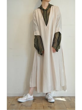 「キュプラ」｜「アイテム（ワンピース/ドレス）」を使った、chaosbohemiaさん（レディース・165cm）の春コーディネート