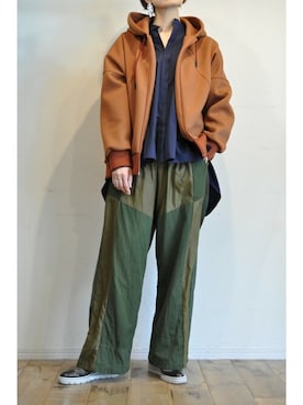 「アイテム（トップス、ブラウン系）」を使った、chaosbohemiaさん（レディース・165cm）の春コーディネート