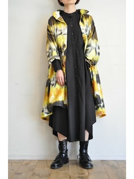 「シャツワンピース」｜「アイテム（ジャケット/アウター）」を使った、chaosbohemiaさん（レディース・165cm）の春コーディネート