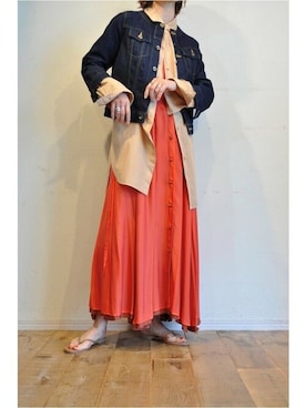 「--（--）のアイテム（デニムジャケット）」を使った、chaosbohemiaさん（レディース・165cm）の冬コーディネート