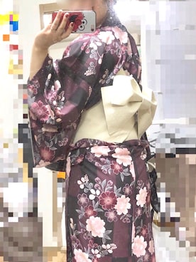 「しまむら（シマムラ）のアイテム（浴衣）」を使った、KZ-Eさん（レディース・155cm）の夏コーディネート